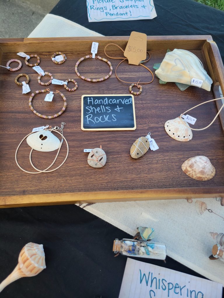 5- Handcarved Seashell Necklaces, Bracelets, and Rings!
