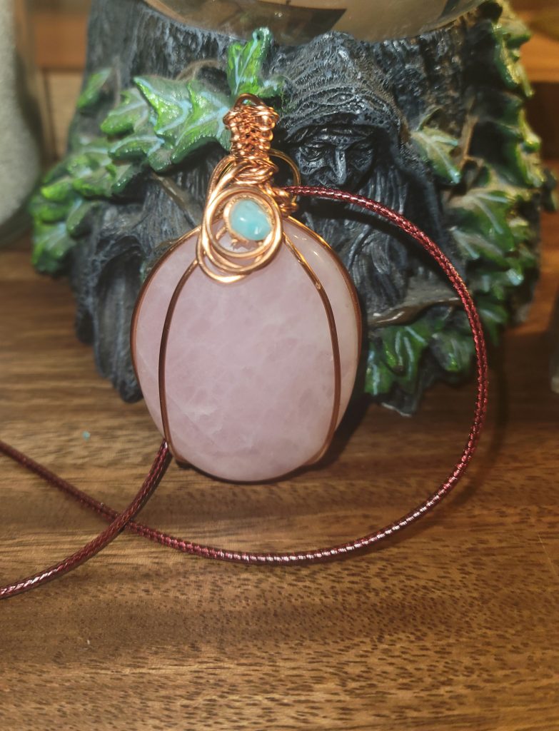 Rose Quartz Copper Pendant