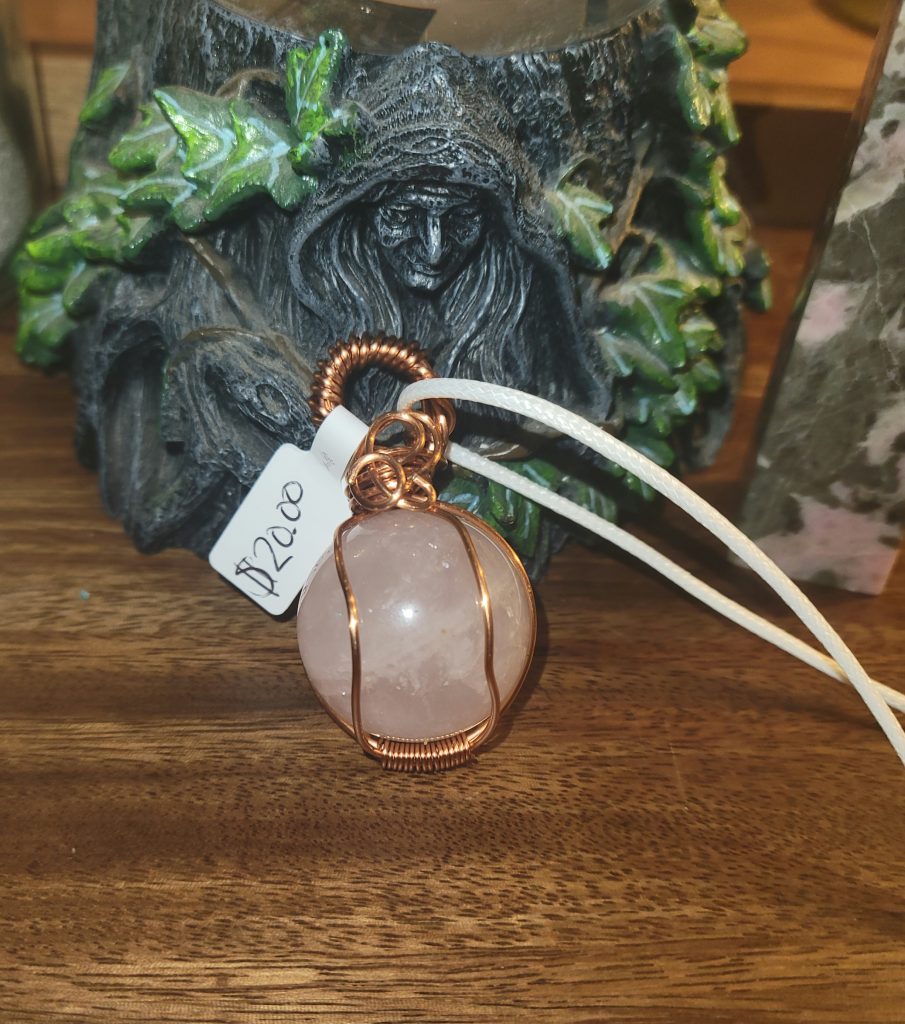 Rose Quartz Copper Wrapped Pendant