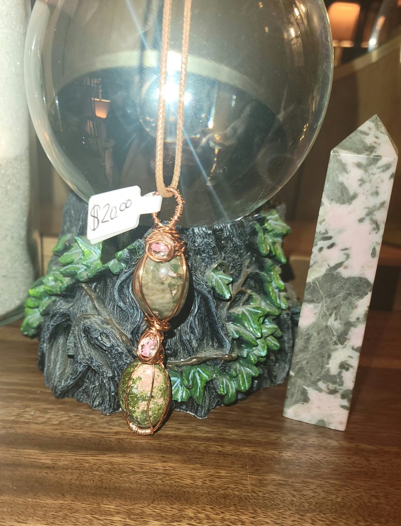 Hand Wrapped Copper Wire Ukanite Crystal Pendant