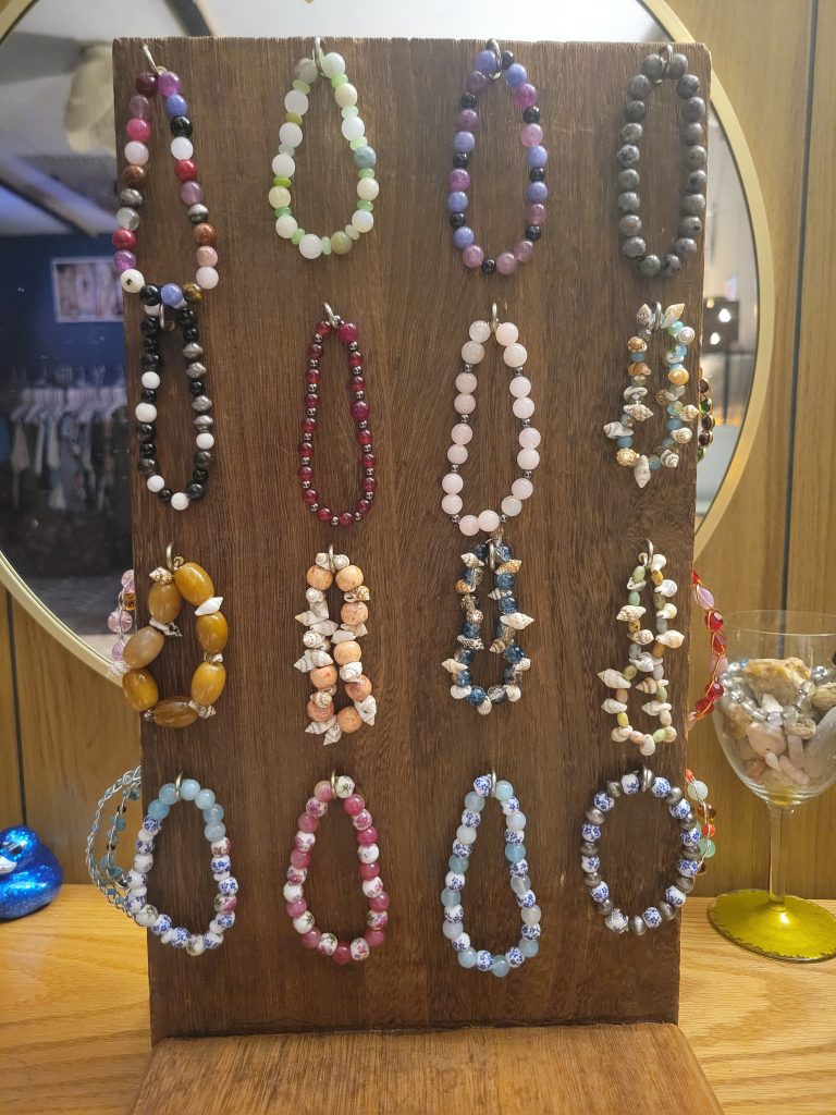 1- Crystal and Seashell Bracelets